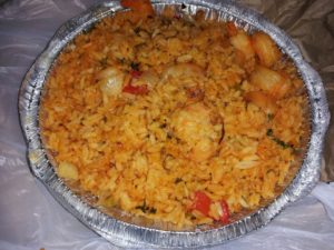 Shrimp & Rice with Vegetables, from Junior's Seafood on Broadway in Washington Heights.