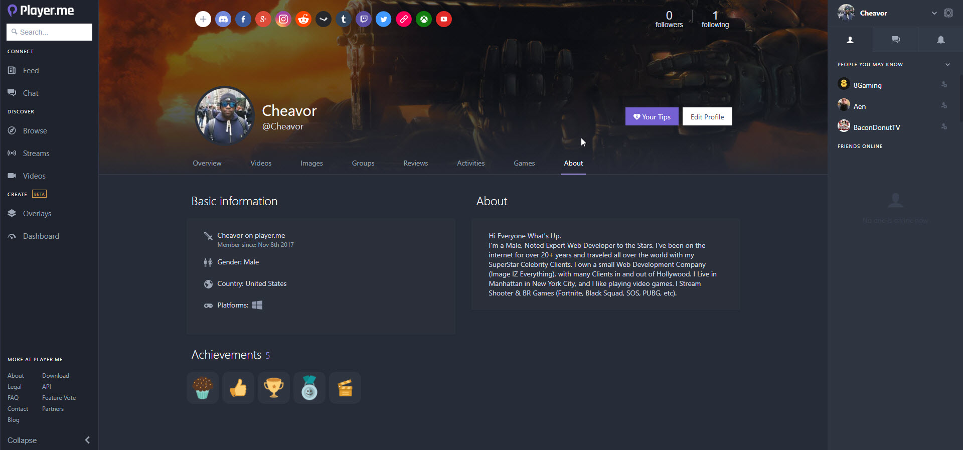 Cheavor Player.me Profile